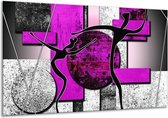 Glasschilderij Abstract - Paars, Zwart, Wit - 120x70cm 1Luik - Foto Op Glas - Geen Acrylglas Schilderij - GroepArt 6000+ Glasschilderijen Art Collectie - Wanddecoratie - Woonkamer - Slaapkamer
