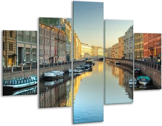 Peinture sur verre Venise | Bleu, gris, jaune | 100x70cm 5Liège | Tirage photo sur verre |  F002815