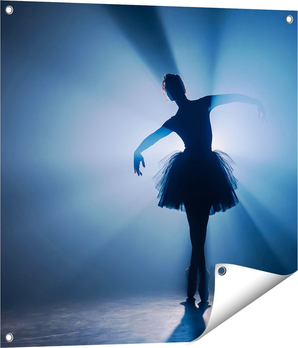 Gards Tuinposter Ballerina Silhouet - Ballet - 70x70 cm - Tuindoek - Tuindecoratie - Wanddecoratie buiten - Tuinschilderij Multikleur