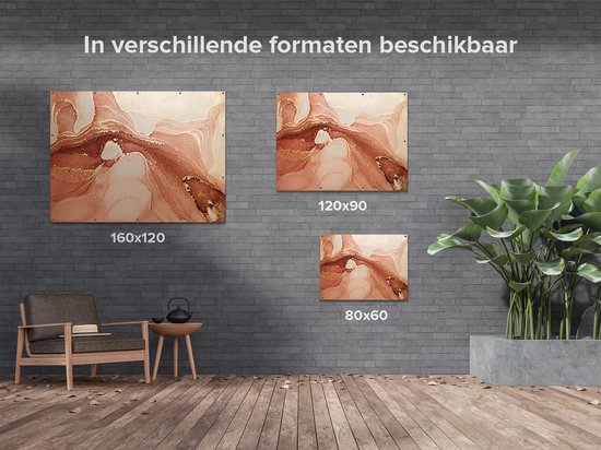 Gards Affiche de jardin Art Abstrait en Marbre Rose - 160x120 cm - Toile jardin - Décoration de jardin - Décoration murale extérieur - Tableau jardin