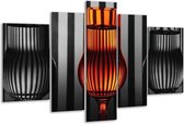 Glasschilderij Glas - Oranje, Zwart, Grijs - 170x100cm 5Luik - Foto Op Glas - Geen Acrylglas Schilderij - 6000+ Glasschilderijen Collectie - Wanddecoratie