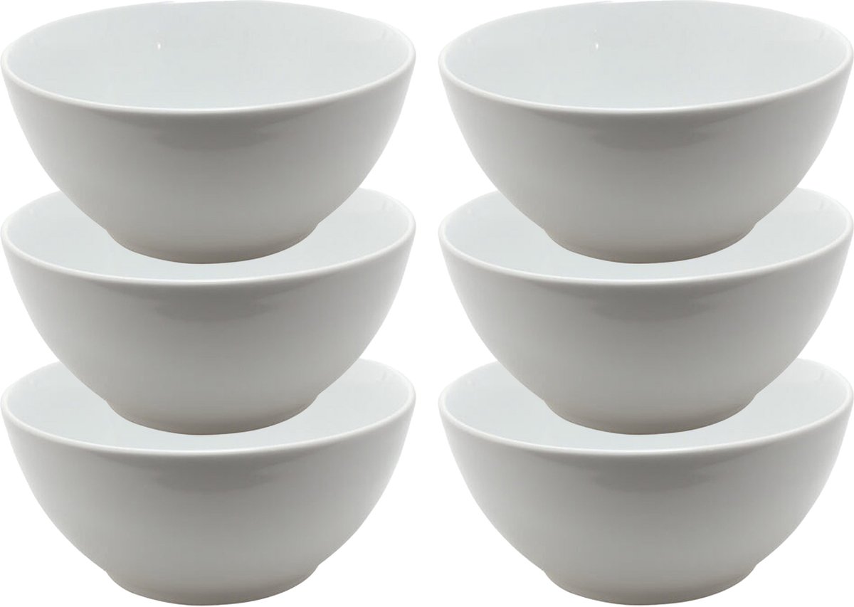 Svenska Living Kommetjes/schaaltjes - 6x - dessert/ontbijt/soep - Aardewerk - D18 x 8 cm - wit