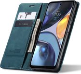 Motorola Moto G22 Hoesje - Book Case Leer Slimline Blauw