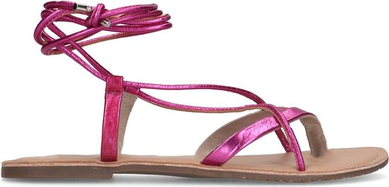 Sacha - Dames - Roze metallic leren sandalen - Maat 42