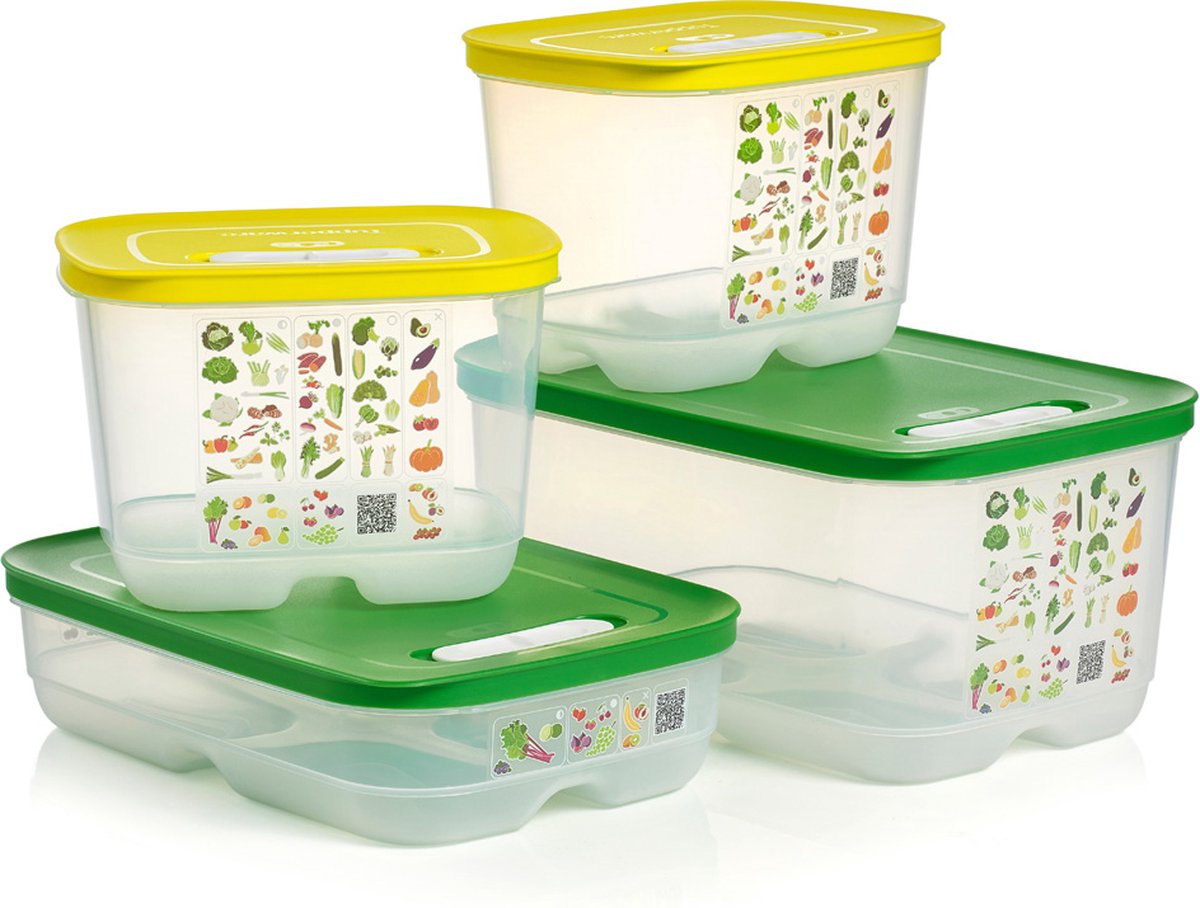 Tupperware Fridgesmart 4delig 4,4L Inhoud Vershoudbakjes Groen