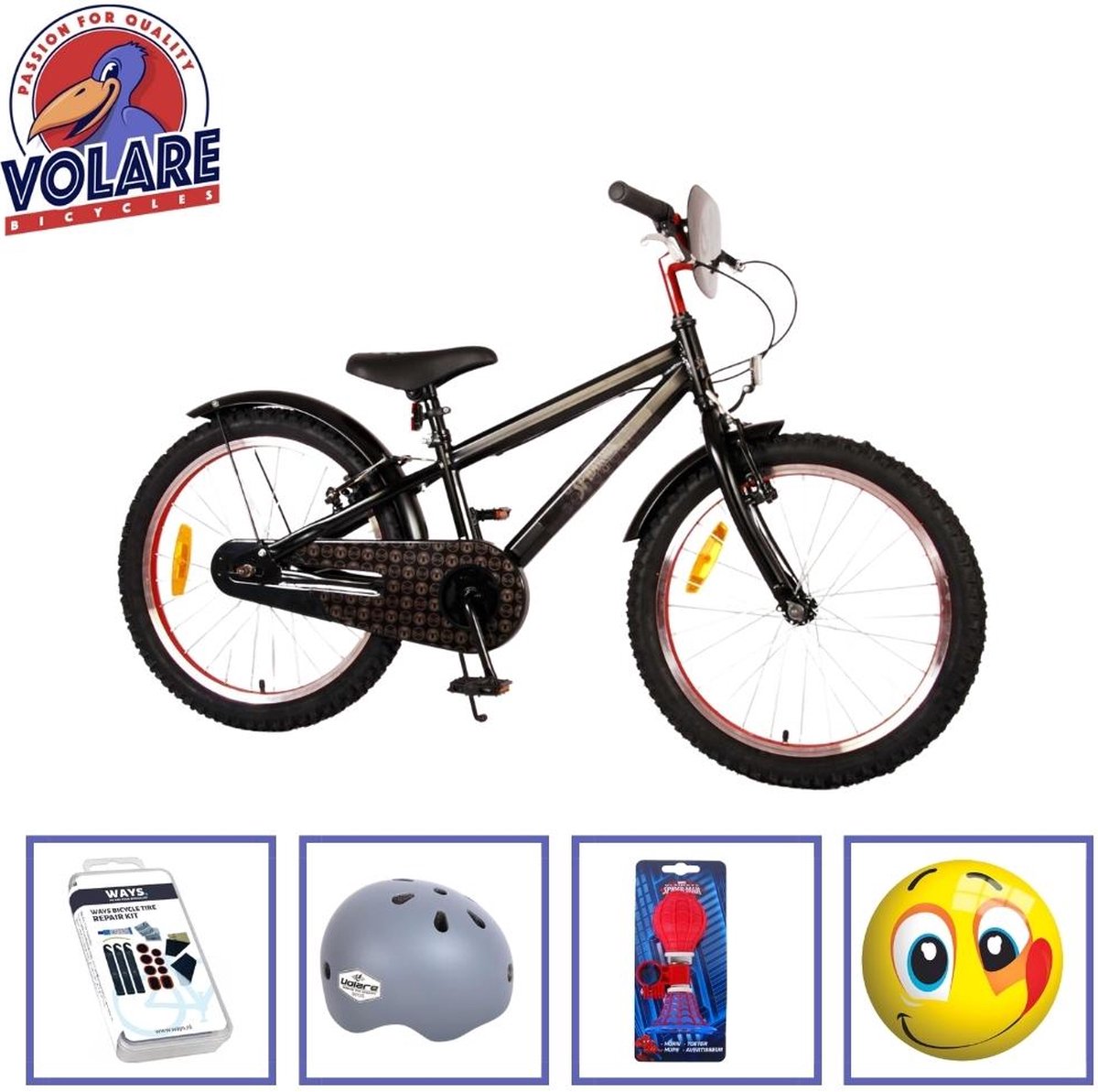 Vélo pour enfants Volare Spider-Man - 20 pouces - Zwart - Deux