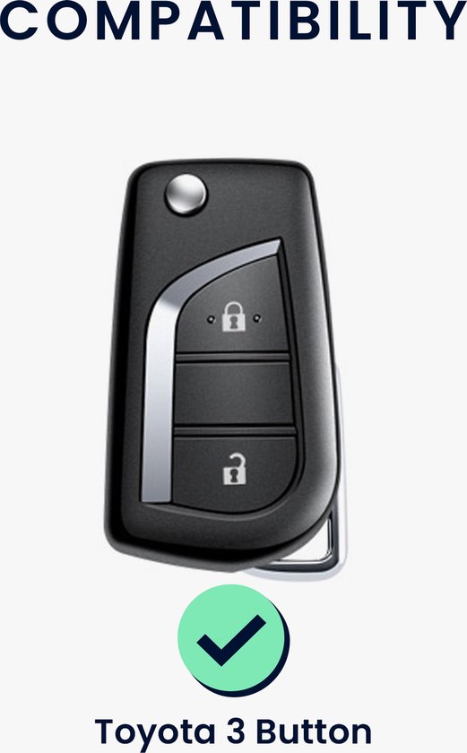 HIBEYO Custodia Protettiva per Chiavi Auto Toyota Cover in Pelle con Portachiavi per Toyota Auris Aygo RAV4 Yaris Vios Portachiavi con Telecomando in Argento e Rosso