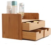 Decopatent® Luxe make-up organizer met 3 Lades - Cosmetica organizer make up met schuiflade bamboe hout - Cosmeticahouder - Toren