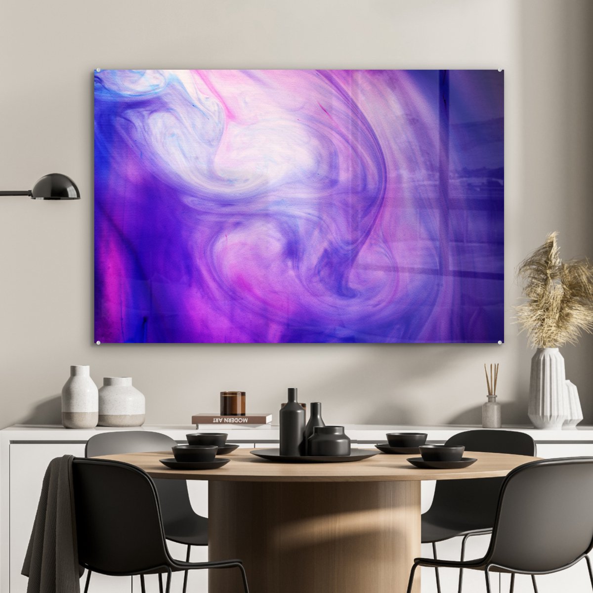 ® Glasschilderij 90x60 cm - Schilderij acrylglas - Verf - Abstract - Design - Foto op glas - Muurdecoratie woonkamer - Wanddecoratie slaapkamer - Schilderijen