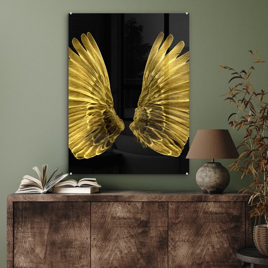 Peinture sur Verre - Ailes Dorées sur Fond Noir - 60x80 cm - Peintures sur Verre Peintures - Photo sur Glas