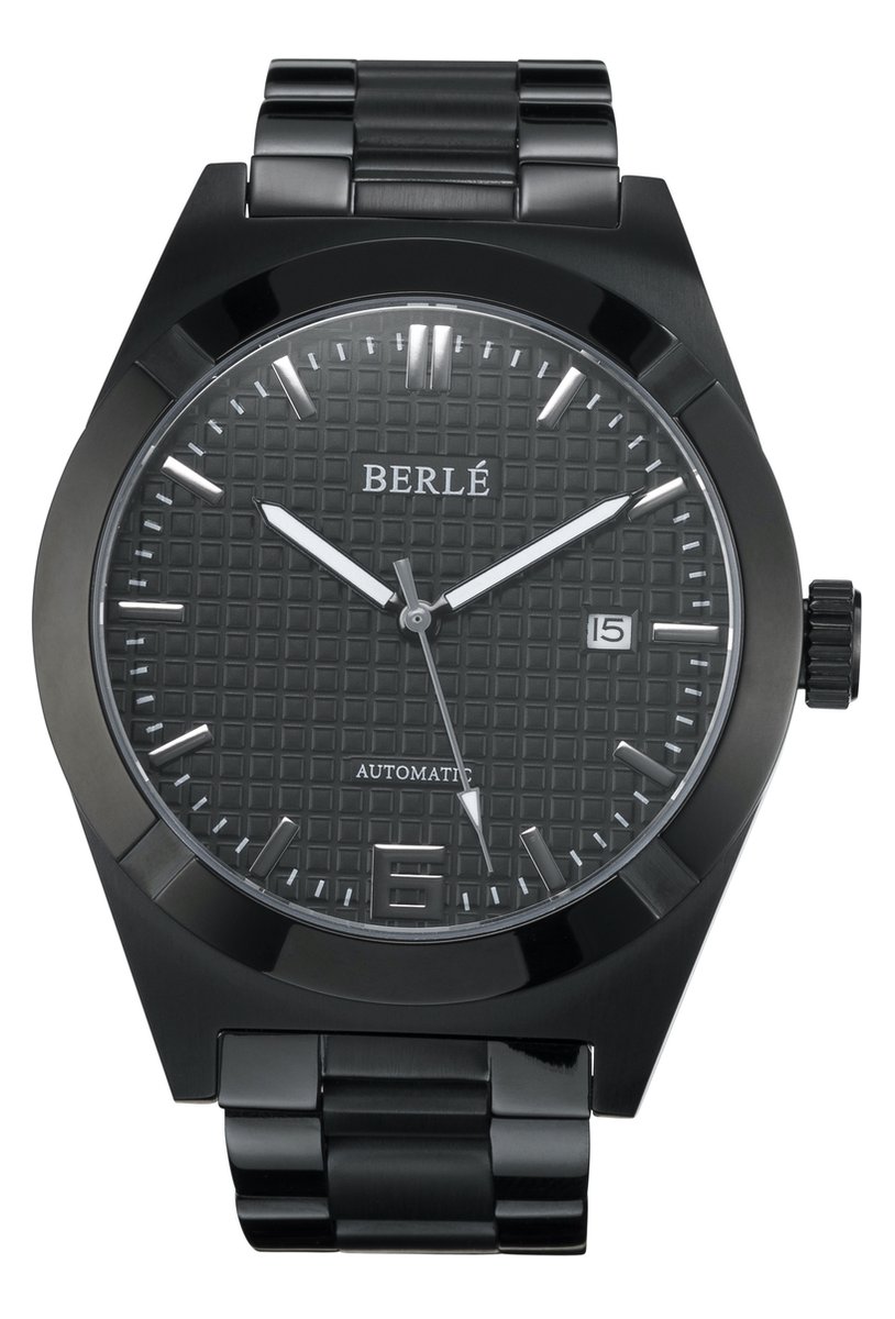 Berlé Watches All Black - Herenhorloge - Automatisch uurwerk - Zwarte wijzerplaat - RVS schakelband