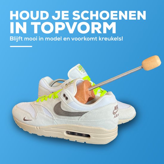 Cocciné Schoenspanner, van hout, extra sterk, met stalen veer, schoenknikbescherming van natuurlijk hout, voor alle schoenen, knikbescherming, houten schoenspanners, hout (37-38) reinigingsdoekjes