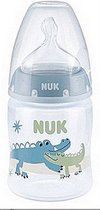 NUK | First Choice+ | ZOO | Blauw | babyfles | 0-6 maanden | temperatuurcontrole | anti-kolic-ventiel | 150 ml Blauw Blauw