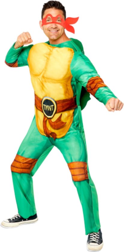 AMSCAN - Ninja Turtle Deluxe Vermomming met 4 maskers voor volwassenen - Groen