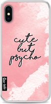 Casetastic Apple iPhone X / iPhone XS Hoesje - Softcover Hoesje met Design - Cute But Psycho Pink Print
