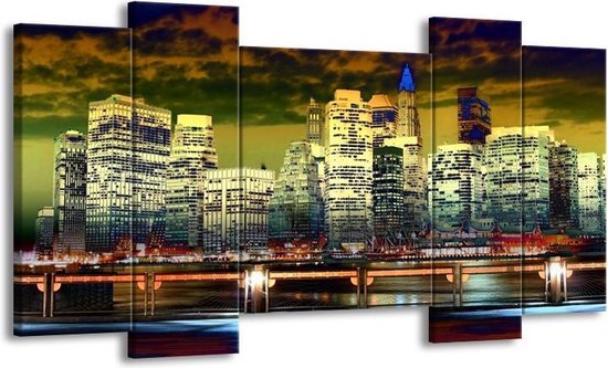 Peinture sur toile Villes | Jaune, bleu, vert | 120x65 5 Liège