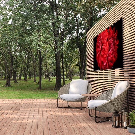 Gards Affiche de jardin Fleurs de Dahlia Rouge - 180x90 cm - Toile de jardin - Décoration de jardin - Décoration murale extérieur - Tableau de jardin