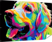Gards Tuinposter Kleurrijke Hond - Abstract - 180x120 cm - Tuindoek - Tuindecoratie - Wanddecoratie buiten - Tuinschilderij