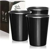 3x RVS drinkbekers zwart - hoogwaardige bekers 500 ml - campingbekers - breukvast en BPA-vrij (03 stuks - zwart)