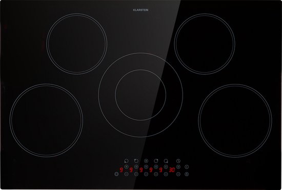 Klarstein keramische kookplaat, fornuis met 5 kookvelden, 8200 W kookplaat, modern inbouwfornuis, elektrische kookplaat, elektrisch fornuis met boost functie, kookplaat voor de keuken, glaskeramische kookplaat 80 cm