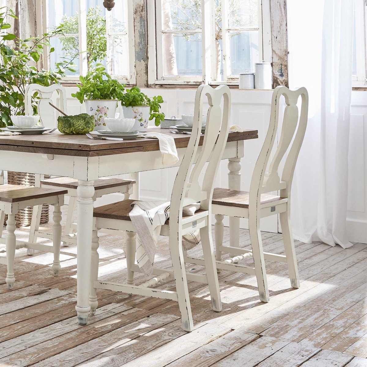 LOBERON Stoel Harry wit/bruin
