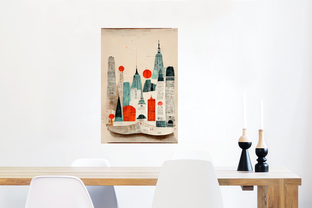 Vintage - Rood - Kleuren - Stad - Skyline