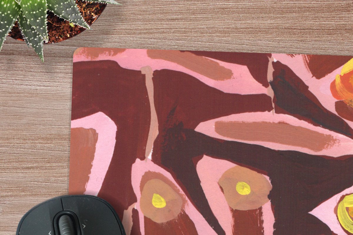 Muismat XXL 90x45 cm - Bureau onderlegger - Bureau mat Bruin - Retro - Vlinders - Dieren - Hippie - Bureaumat - Gaming mousepad xl - Bureaulegger groot - Computer deskmat