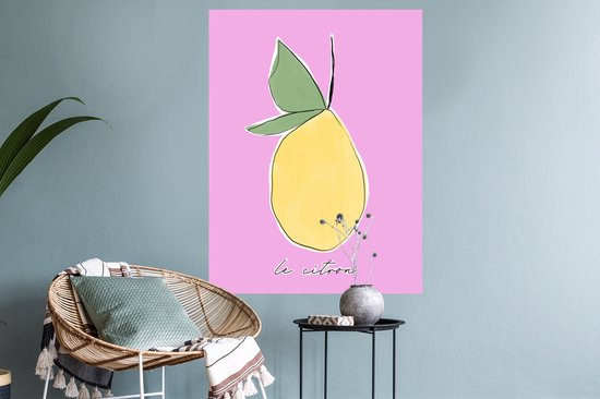Muurstickers - Sticker Folie - Citroen - Fruit - Pastel - 60x80 cm - Plakfolie - Muurstickers Kinderkamer - Zelfklevend Behang - Zelfklevend behangpapier - Stickerfolie