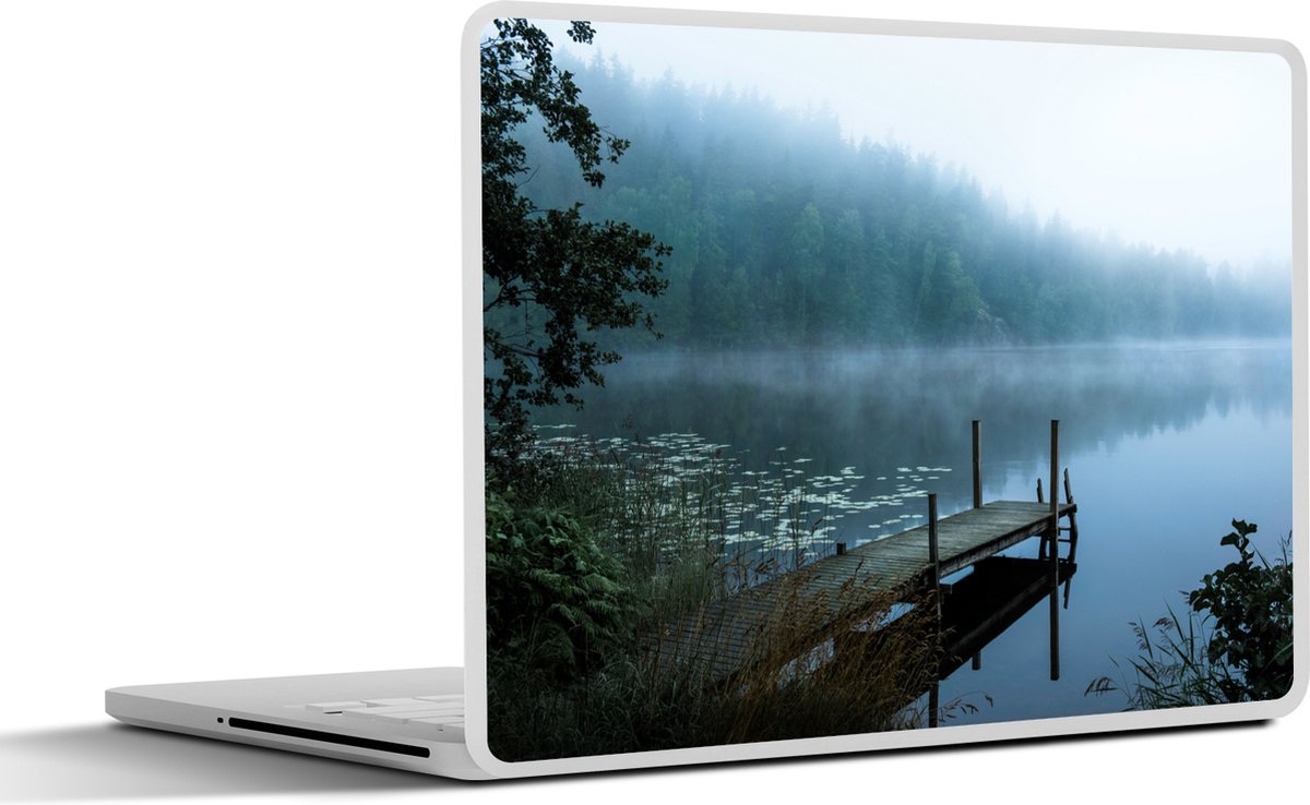 Laptop sticker - 10.1 inch - Natuur - Meer - Bos - Mist - 25x18cm - Laptopstickers - Laptop skin - Cover