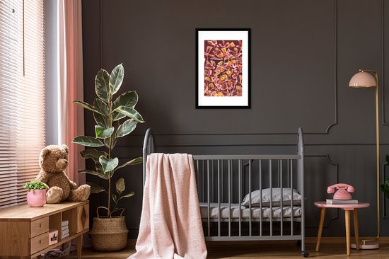 Fotolijst incl. Poster - Bruin - Retro - Vlinders - Dieren - Hippie - 40x60 cm - Posterlijst