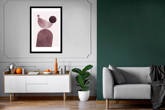 Cadre photo avec affiche - Formes - Abstrait - Pastel - Rose - 80x120 cm - Cadre pour affiche