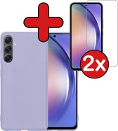 Hoesje Geschikt voor Samsung A54 Hoesje Siliconen Case Hoes Met 2x Screenprotector - Hoes Geschikt voor Samsung Galaxy A54 Hoes Cover Case - lila-kleurige