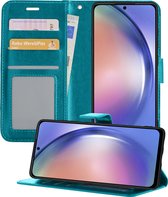 Hoesje Geschikt voor Samsung A54 Hoesje Book Case Hoes Portemonnee Cover Walletcase - Hoes Geschikt voor Samsung Galaxy A54 Hoes Bookcase Hoesje - Turquoise