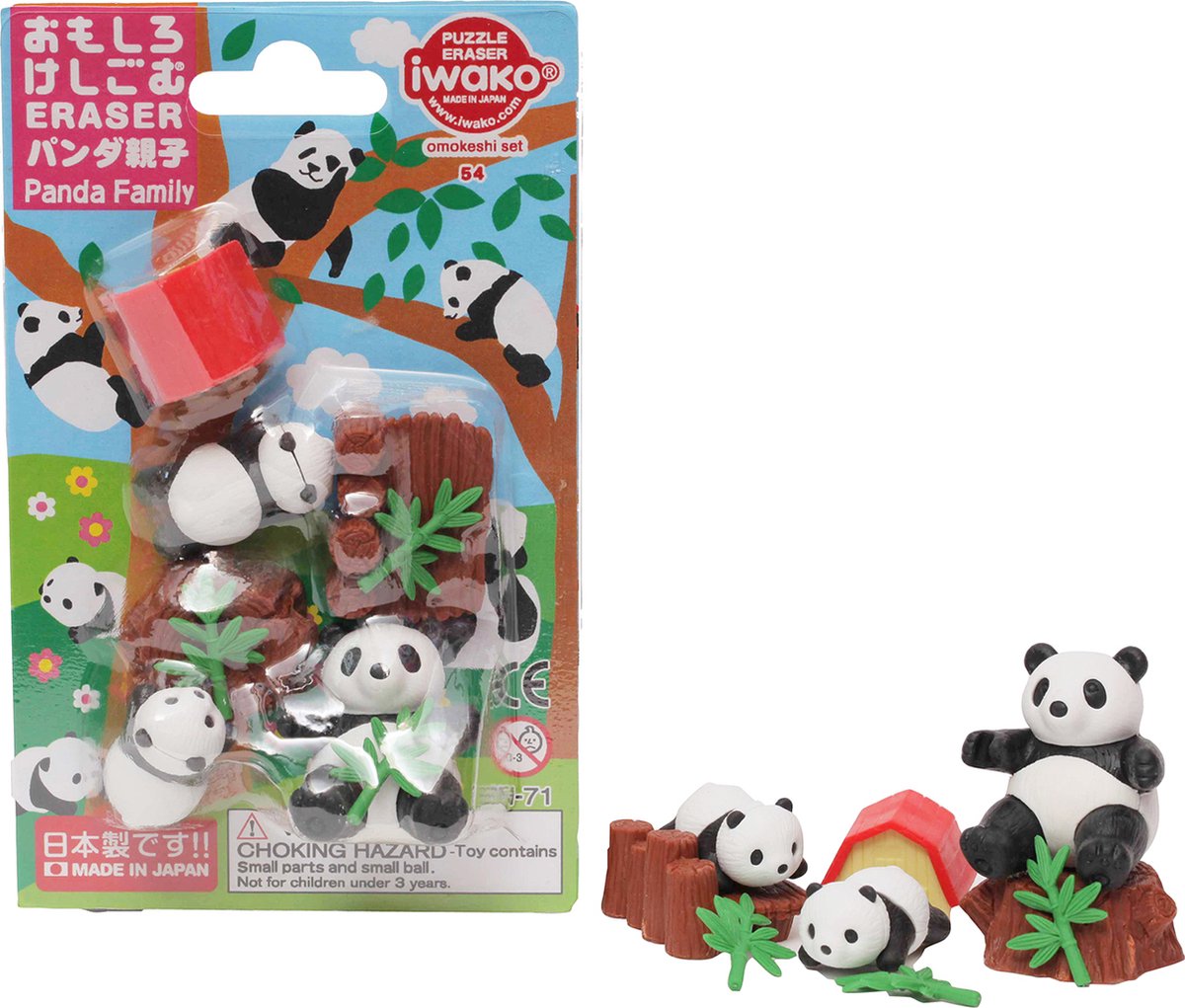 Iwako Blister Pack/Panda Family (9 pcs)