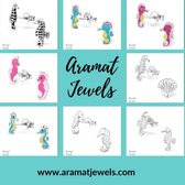 Aramat jewels ® - Kinder oorbellen zeepaardje zilver kinderen blauw 8mm