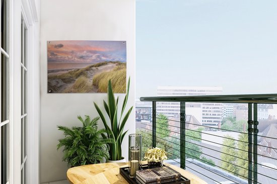 Décoration de jardin Plage - Mer - Dune - Coucher de soleil - 60x40 cm - Poster de jardin - Toile de jardin - Poster extérieur