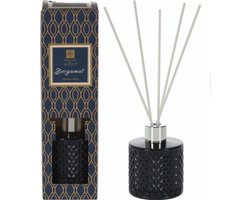Sjieke Geurstokjes Diffuser Aroma di Rogito - Bergamot - Blauw - Glas / Kunststof - Geurstokjes - Luxe design fles - 100 ml