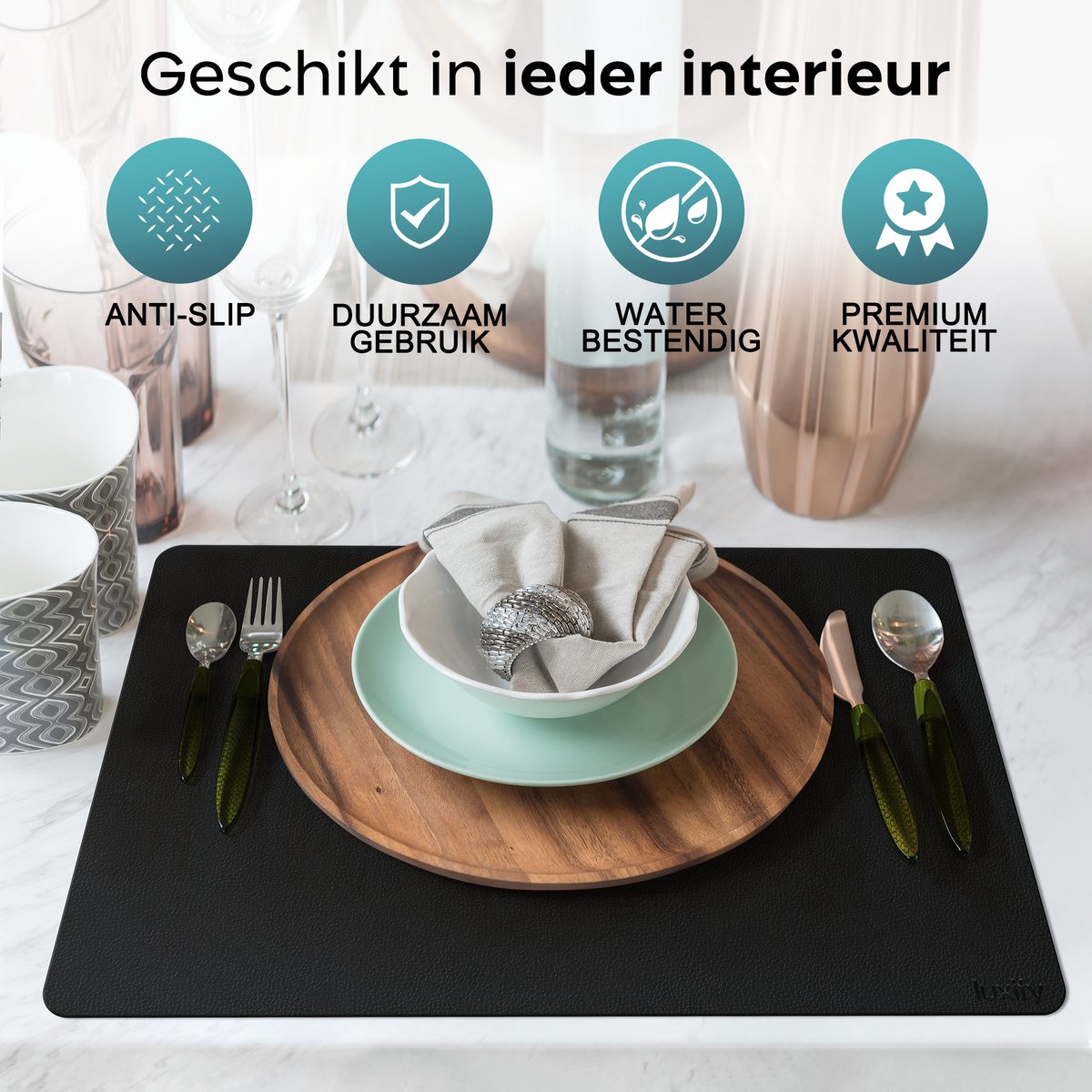Luxify Luxe Leren Placemats Dubbelzijdig Placemat voor op tafel