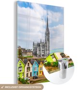 MuchoWow® Glasschilderij 60x80 cm - Schilderij acrylglas - Kathedraal aan de kust - Foto op glas - Schilderijen