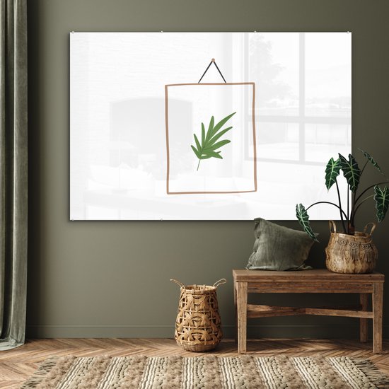 Peinture sur Verre - Plante - Cadre - Wit - Abstrait - 150x100 cm - Peintures sur Verre Peintures - Photo sur Glas