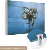 MuchoWow® Glasschilderij 60x40 cm - Schilderij acrylglas - Octopus onder het wateroppervlak - Foto op glas - Schilderijen