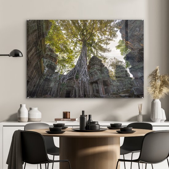 Arbres du temple Ta Prohm à Angkor Wat Plexiglass 90x60 cm - Tirage photo sur Glas (décoration murale plexiglas)