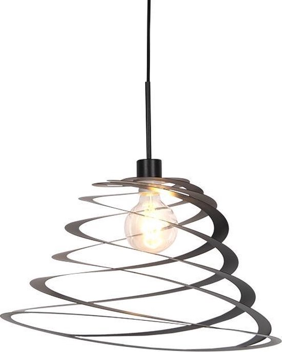 QAZQA scroll - Design Hanglamp - 1 lichts - Ø 500 mm - Zwart - Woonkamer | Slaapkamer | Keuken