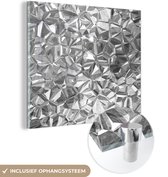 MuchoWow® Glasschilderij 90x90 cm - Schilderij acrylglas - Een abstracte diamanten achtergrond - zwart wit - Foto op glas - Schilderijen