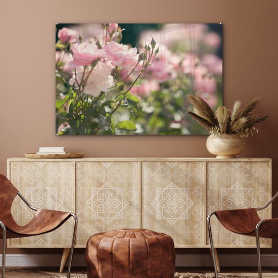 MuchoWow® Peinture sur Verre - Roses - Fleurs - Rose - 90x60 cm - Peintures sur Verre Peintures - Photo sur Glas