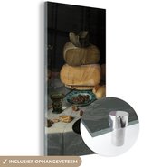 MuchoWow® Glasschilderij 80x160 cm - Schilderij acrylglas - Stilleven met kazen - Schilderij van Floris Claesz. van Dijck - Foto op glas - Schilderijen
