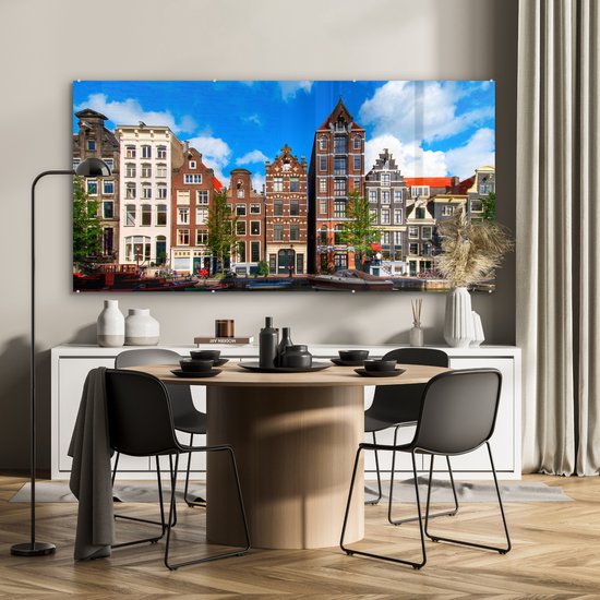 Peinture sur Verre - Amsterdam - Été - Bateau - 160x80 cm - Peintures sur Verre Peintures - Photo sur Glas