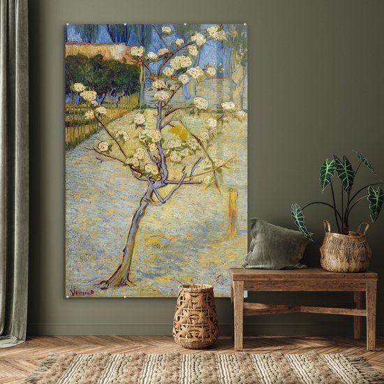 MuchoWow® Peinture sur verre 100x150 cm - Peinture sur verre acrylique - Poirier en fleur - Vincent van Gogh - Photo sur verre - Peintures