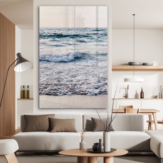 MuchoWow® Peinture sur verre 120x180 cm - Peinture acrylique sur verre - Mer - Plage - Été - Photo sur verre - Peintures