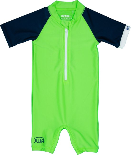 JUJA - UV-Zwempakje met korte mouwen voor baby's - High Visual - UPF50+ - Cool Coconut Club - Neon lime - maat 80-86cm